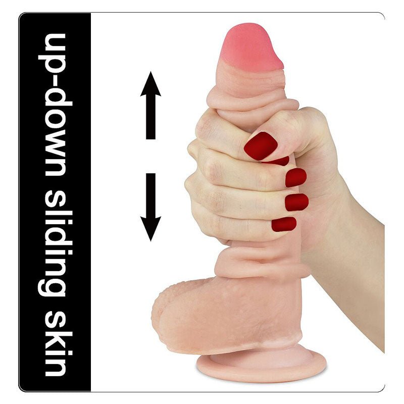 Sliding Skin Dual Layer Dong - Flesh 17.8 cm (7'') Dong with Flexible Skin - Silk and Sin