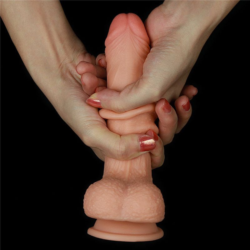 Sliding Skin Dual Layer Dong - Flesh 17.8 cm (7'') Dong with Flexible Skin - Silk and Sin