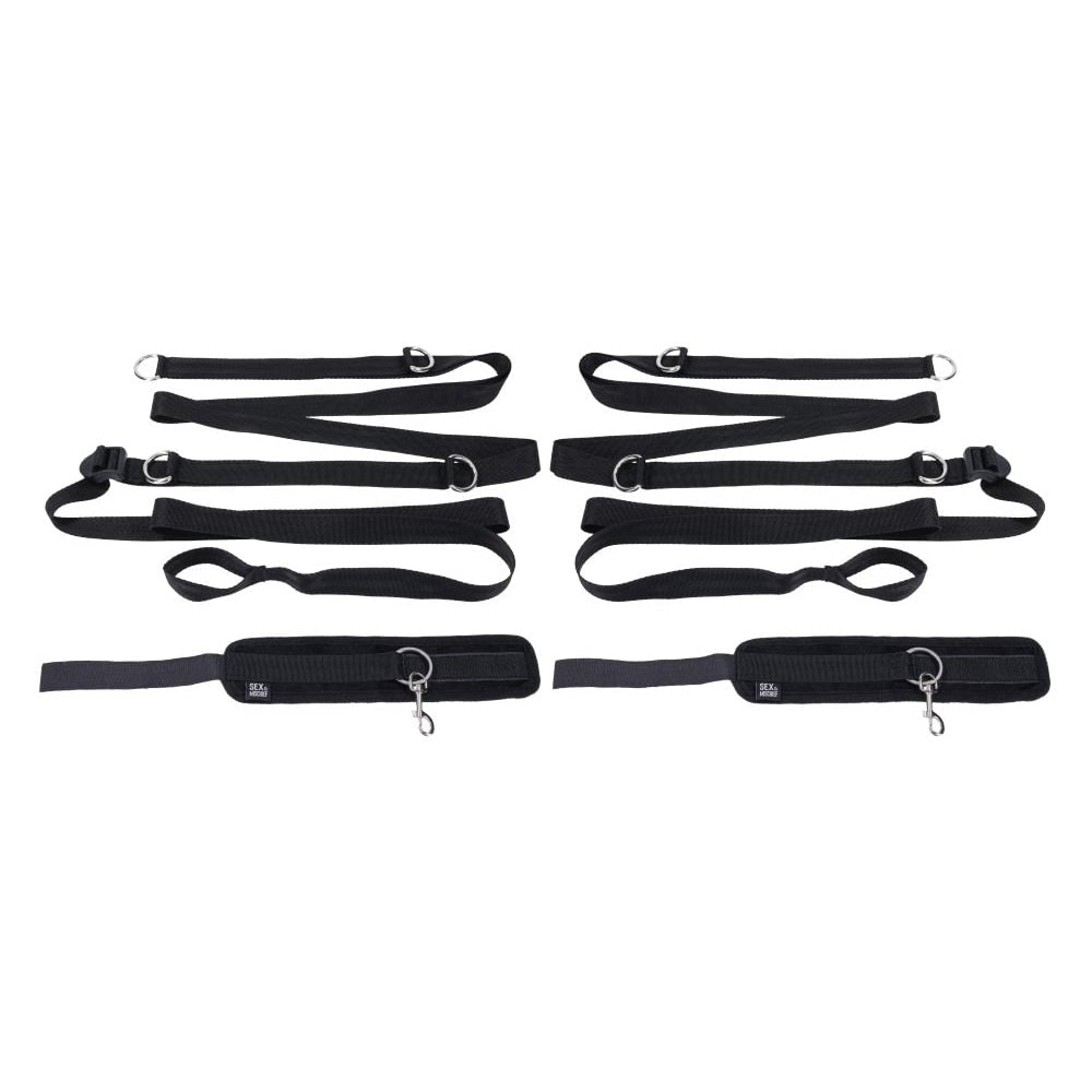 S&M Anywhere You Dare Bondage Restraint System - Black Restraint Set - Silk and Sin