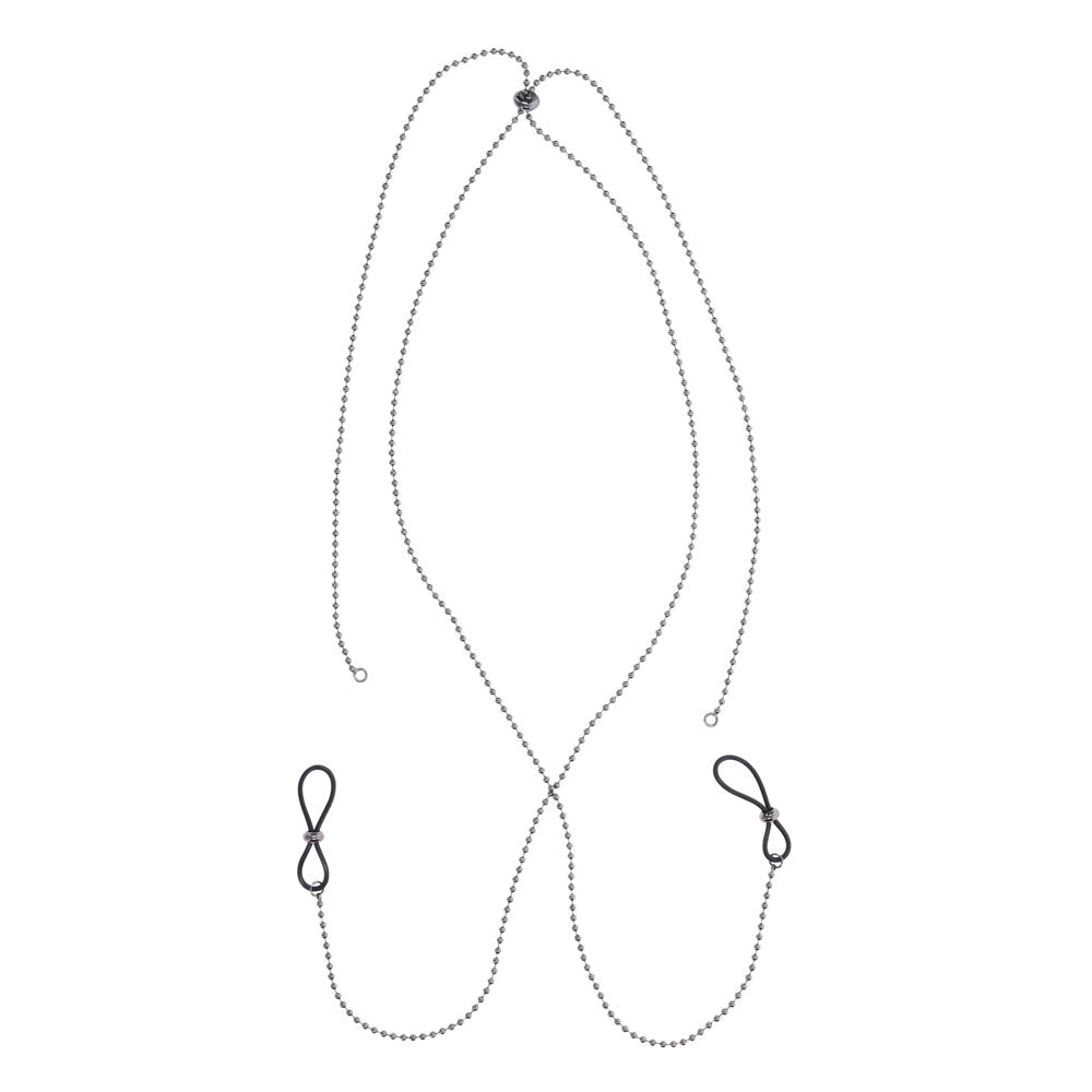 S&M Exs & Ohs Body Jewelry with Nipple Ties - Metal Chain with Nipple Ties - silkandsin