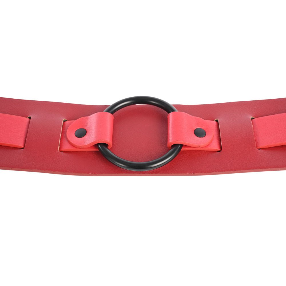 S&M Exs & Ohs Bound and Belted - Red Bondage Belt - silkandsin