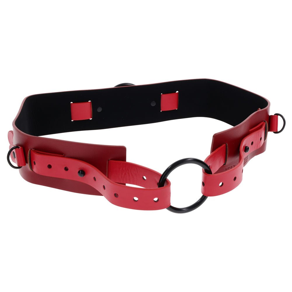 S&M Exs & Ohs Bound and Belted - Red Bondage Belt - silkandsin