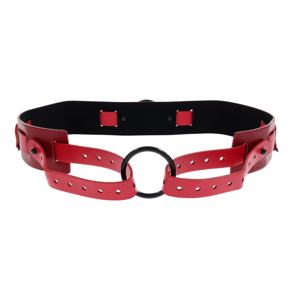 S&M Exs & Ohs Bound and Belted - Red Bondage Belt - silkandsin