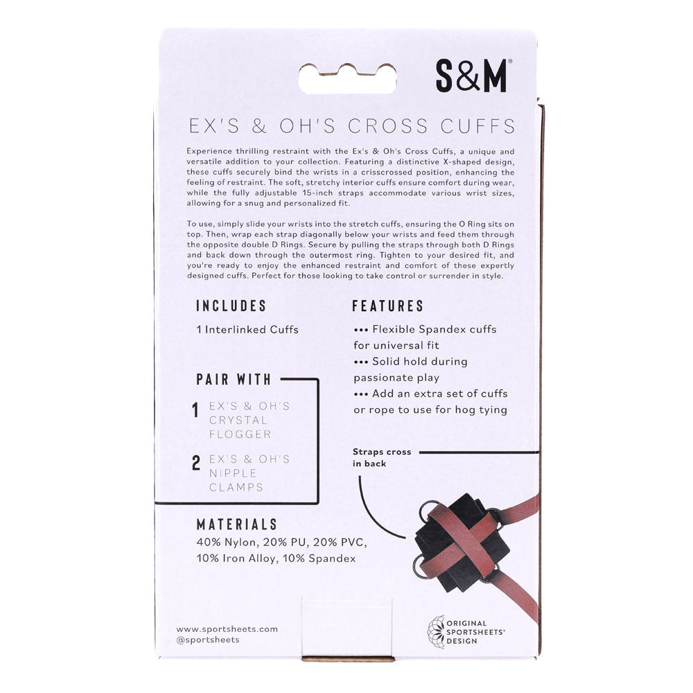 S&M Exs & Ohs Cross Cuffs - Red/Black Restraints - silkandsin
