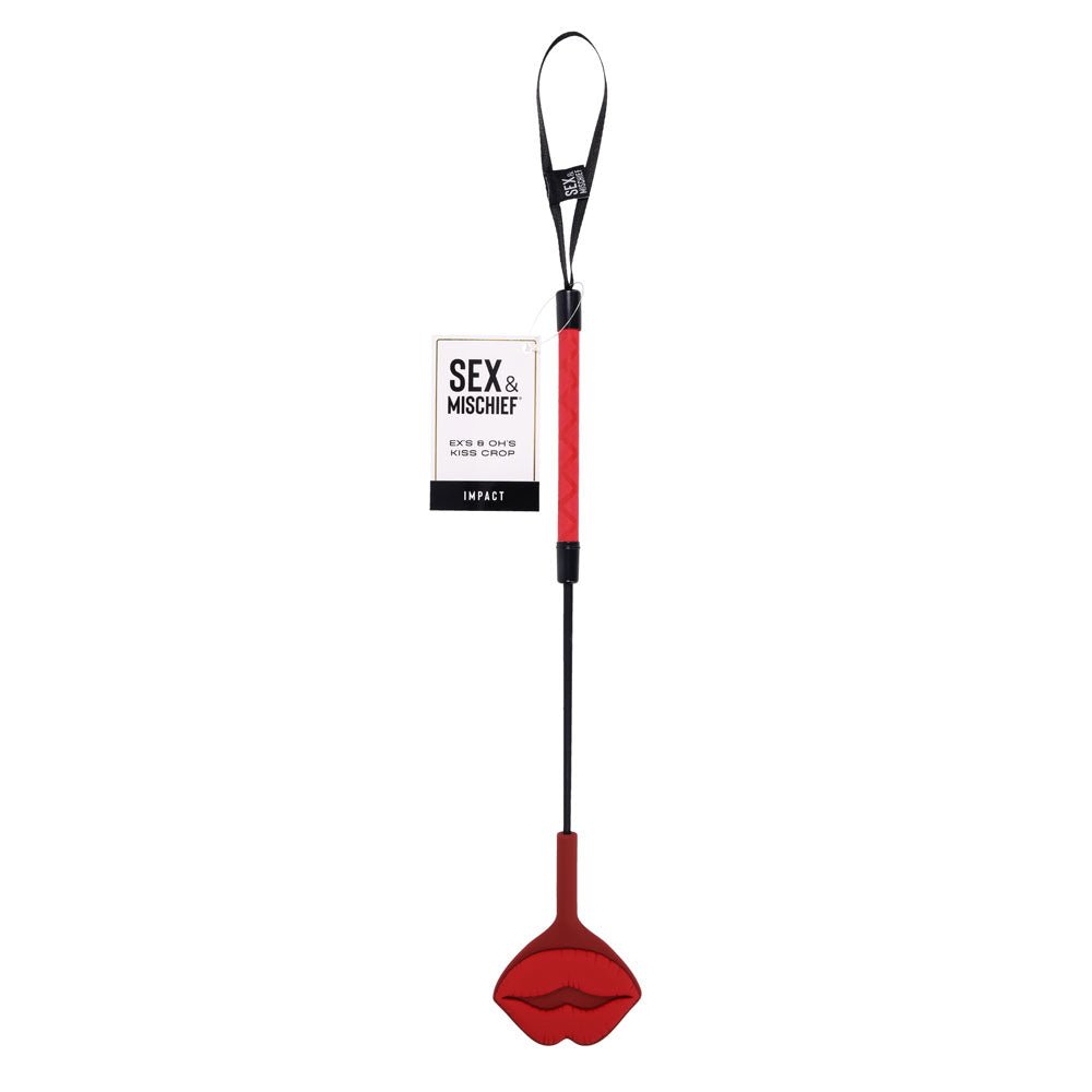 S&M Exs & Ohs Kiss Crop - Red Silicone Tipped Crop Whip - Silk and Sin