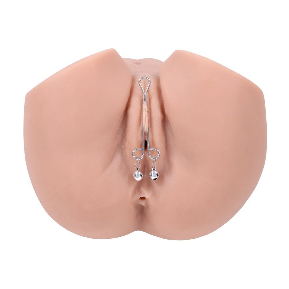 S&M Shadow Bell Nipple and Clit Jewelry - Metal Nipple Clamps and Clitoris Clamp - Silk and Sin