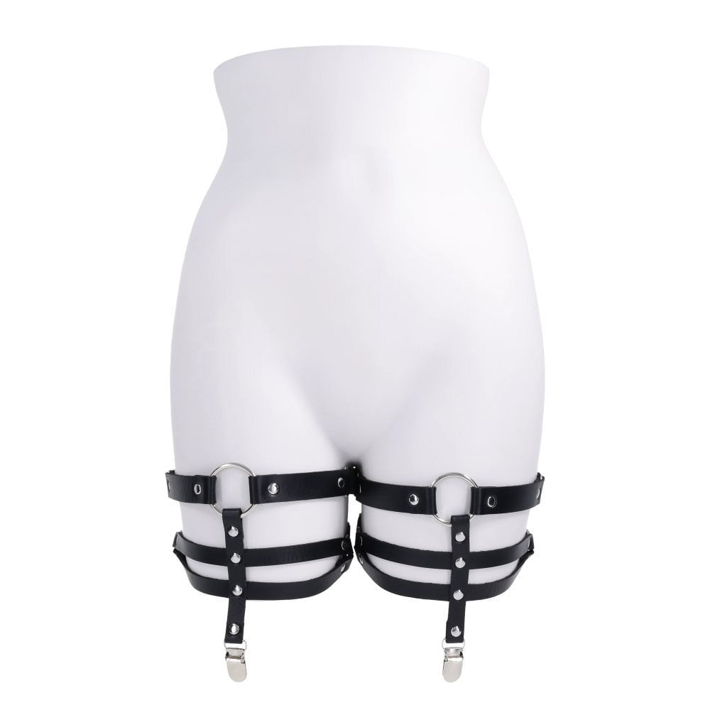 S&M Shadow Garters - Black Leg Garters - Silk and Sin