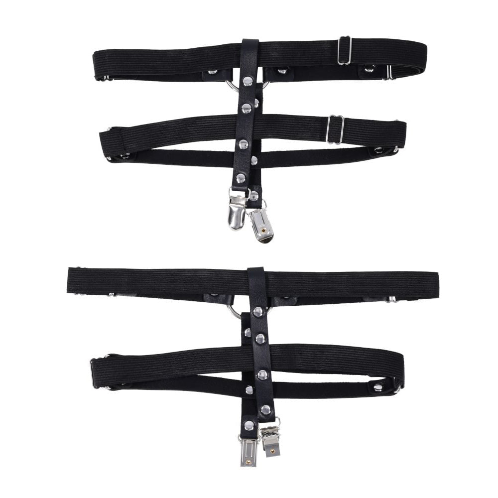 S&M Shadow Garters - Black Leg Garters - Silk and Sin