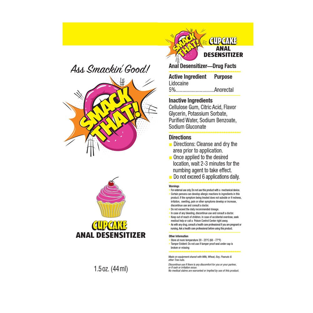Smack That! Anal Desensitiser - Cupcake - Cupcake Flavoured Anal Desensitiser - 44 ml Tube - silkandsin