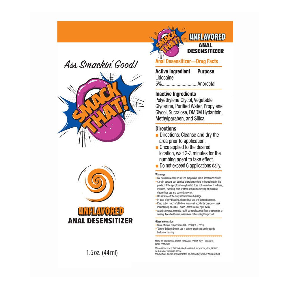 Smack That! Anal Desensitiser - Unflavoured - Unflavoured Anal Desensitiser - 44 ml Tube - silkandsin