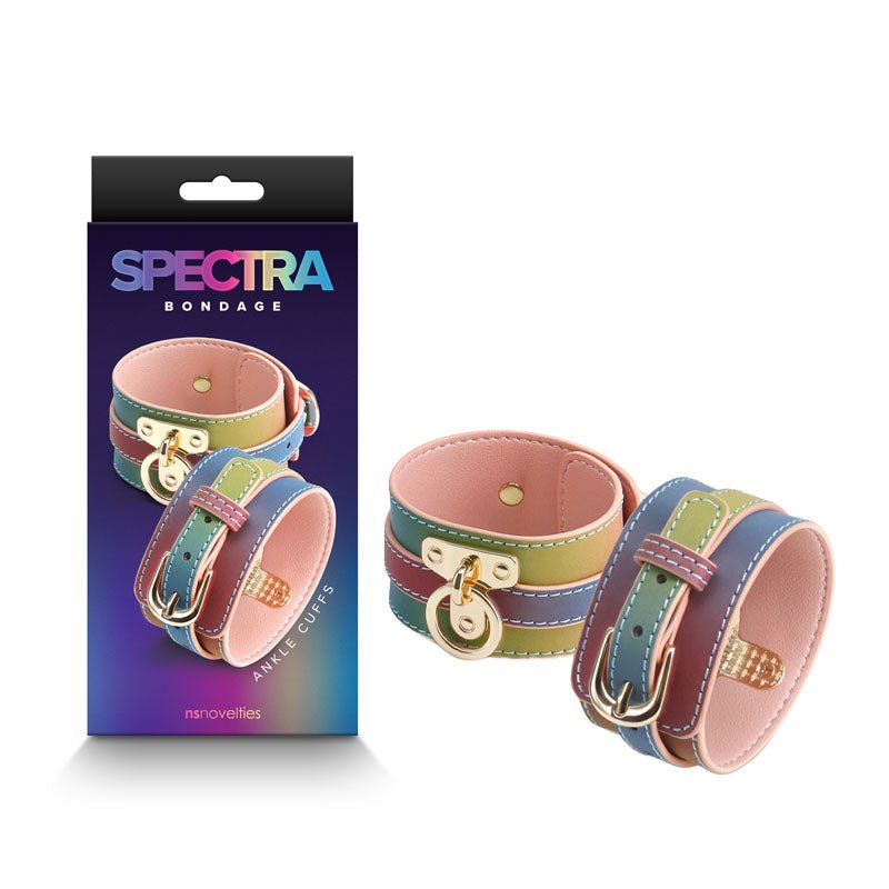 Spectra Bondage Ankle Cuffs - Rainbow - Rainbow Restraints - Silk and Sin