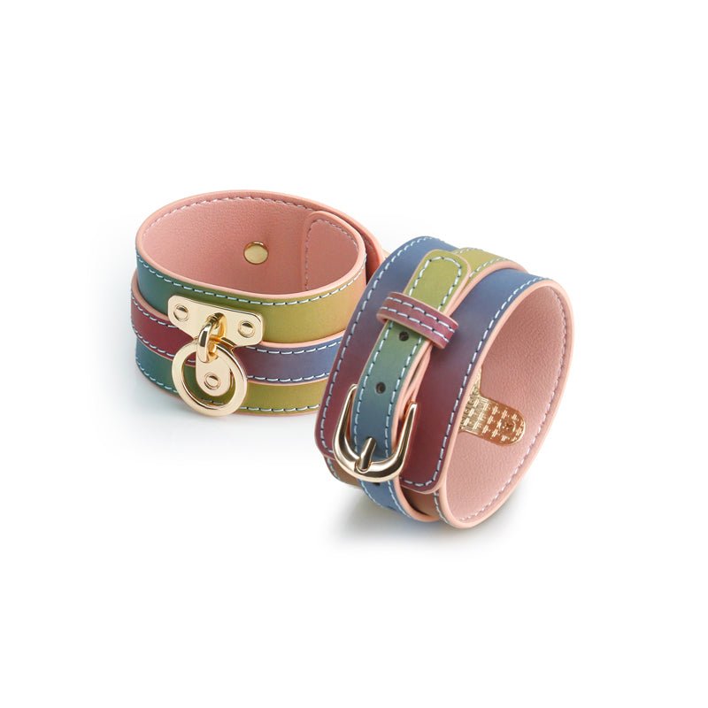 Spectra Bondage Ankle Cuffs - Rainbow - Rainbow Restraints - Silk and Sin