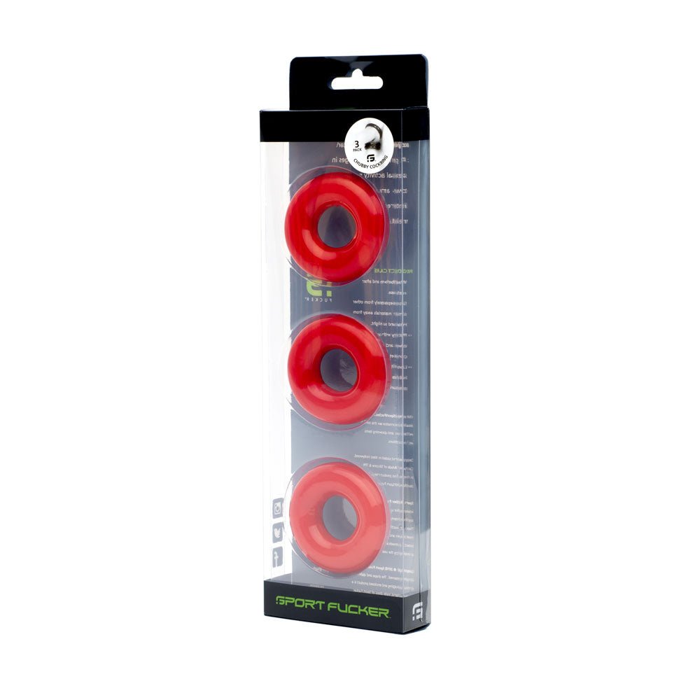 Sport Fucker Rubber Cockring - Red Cock Ring - silkandsin