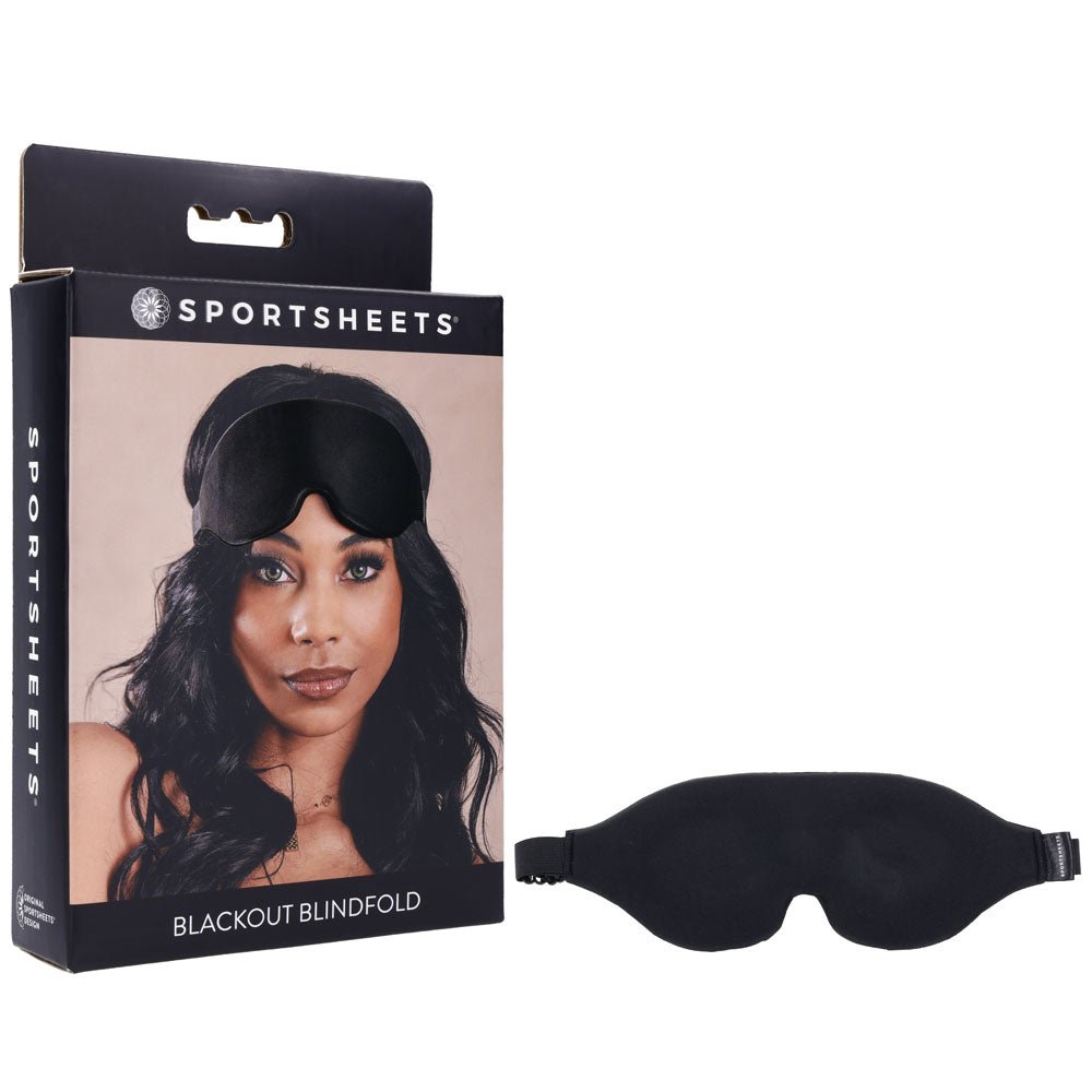 SPORTSHEETS Blackout Blindfold - Black Eye Mask - silkandsin