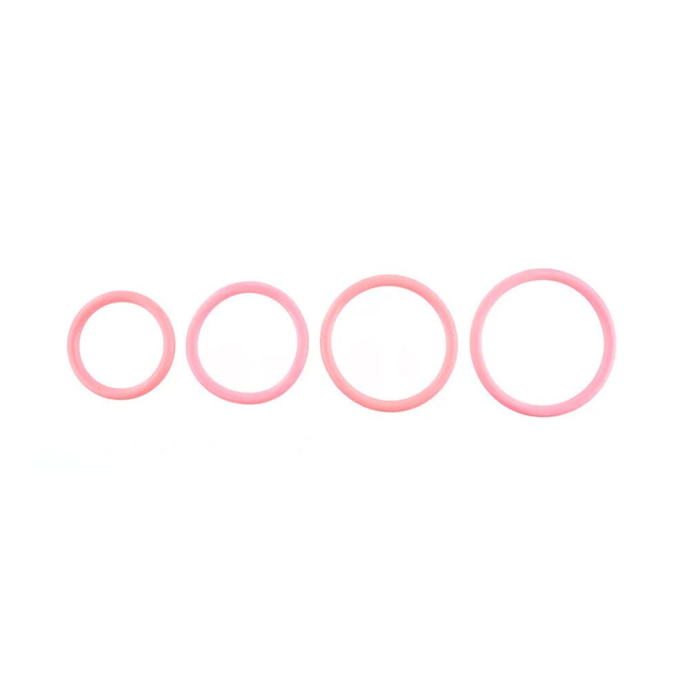 SPORTSHEETS Rubber O - Ring 4 Pack - Coral - Coral Rings - 4 Pack - silkandsin