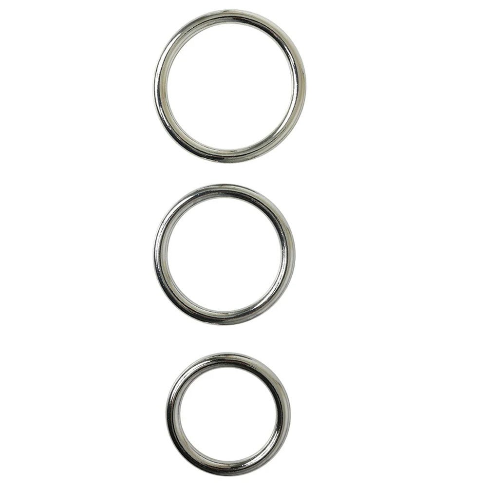 SPORTSHEETS Seamless Metal O - Ring 3 Pack - Metal Rings - Set of 3 Sizes - silkandsin
