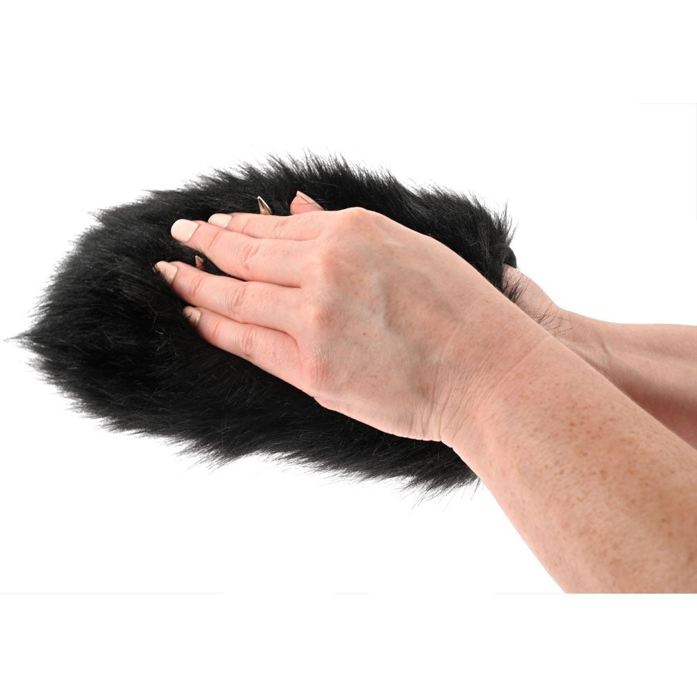 SPORTSHEETS Spiked Sensory Mitt - Black Furry Mitt with Spikes - silkandsin