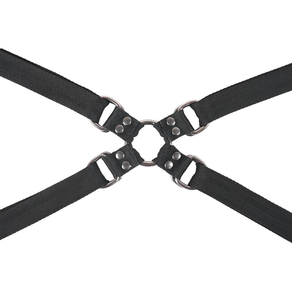 SPORTSHEETS Velvet Noir Adjustable Hog Tie & Cuff Set - Black Restraints - silkandsin