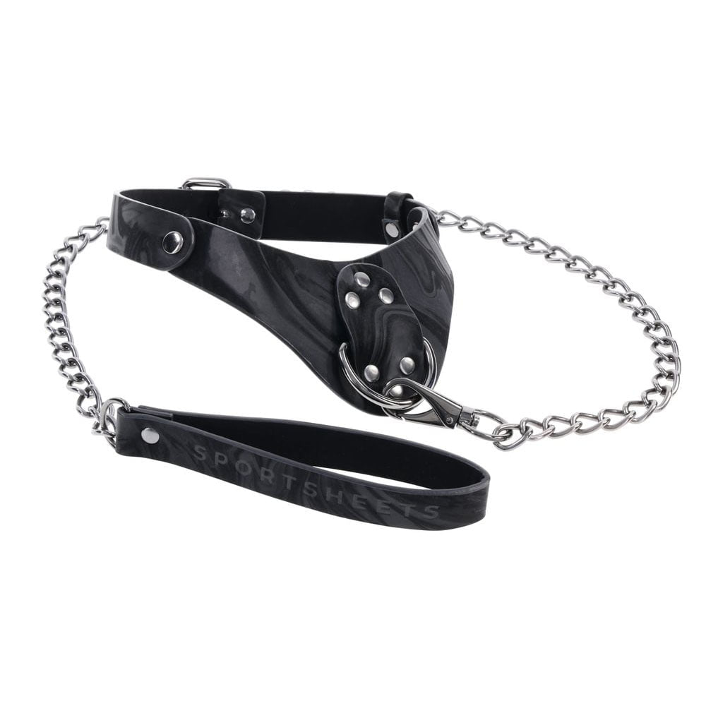SPORTSHEETS Velvet Noir Collar & Leash - Black Restraint & Leash - silkandsin