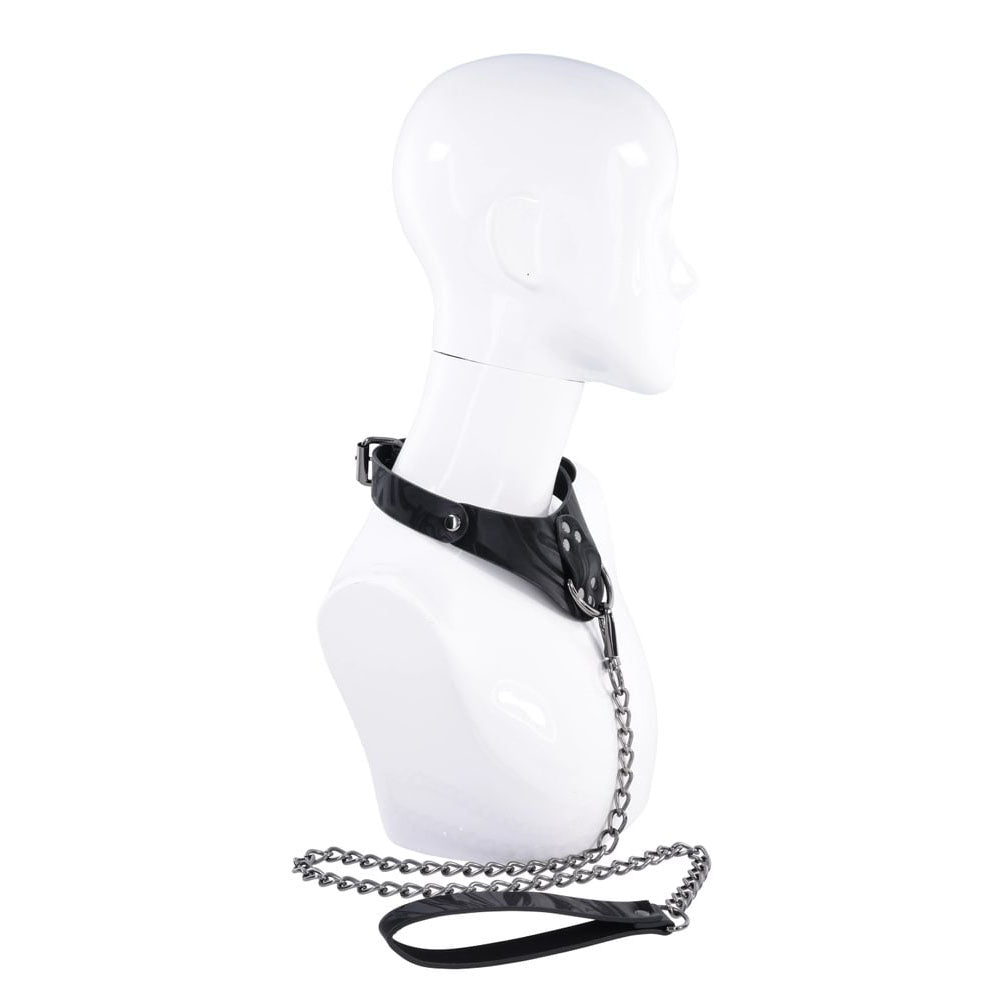 SPORTSHEETS Velvet Noir Collar & Leash - Black Restraint & Leash - silkandsin