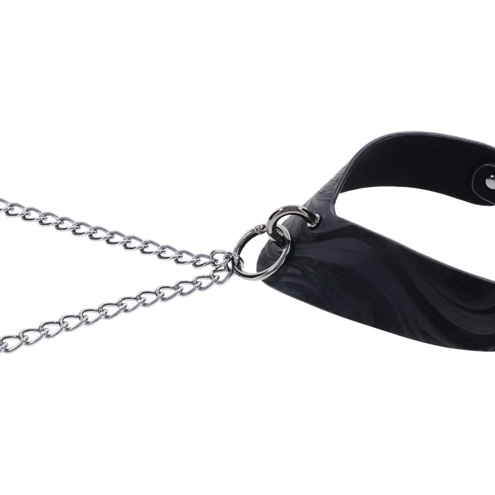 SPORTSHEETS Velvet Noir Collar & Removable Clamps - Black Neck & Nipple Restraints - silkandsin