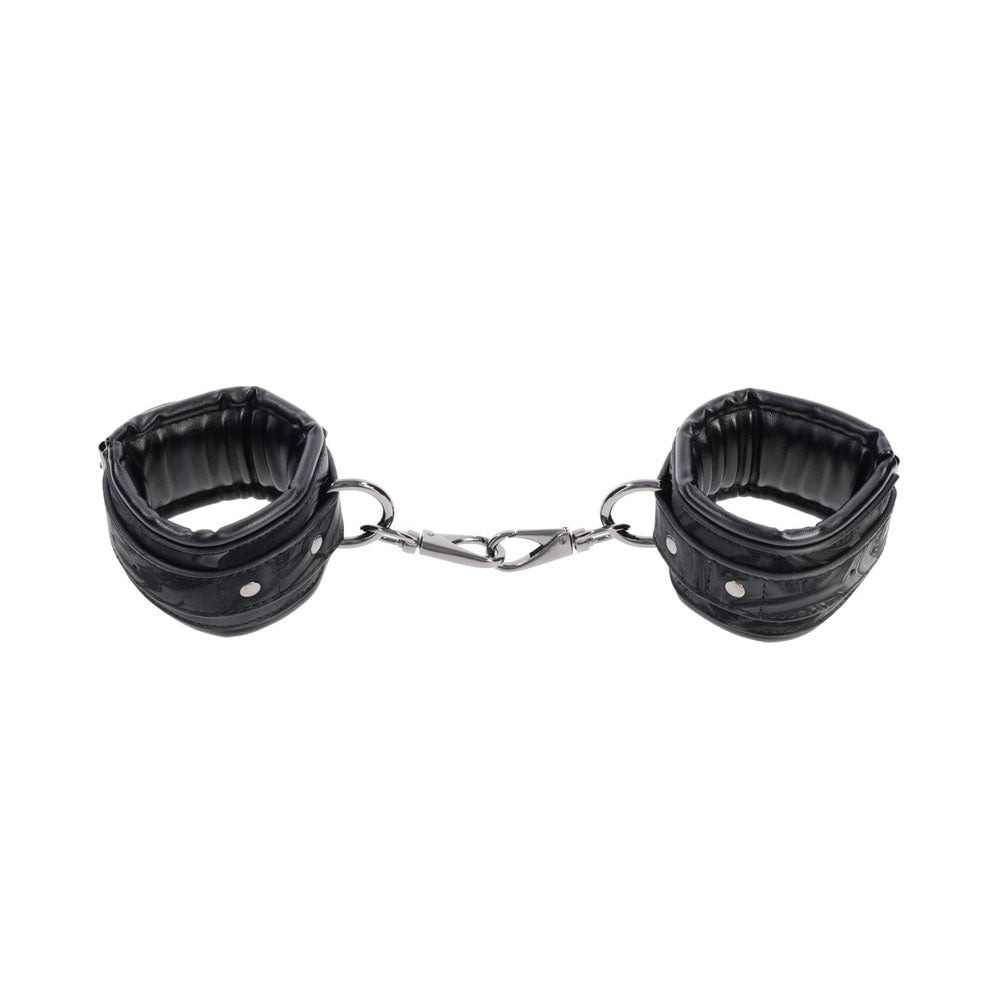SPORTSHEETS Velvet Noir Handcuffs - Black Adjustable Cuff Restraints - silkandsin
