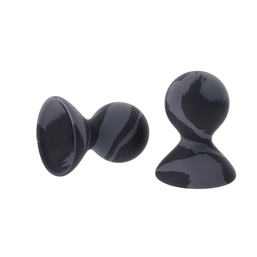 SPORTSHEETS Velvet Noir Silicone Nipple Suckers - Black/Grey Nipple Suckers - Set of 2 - silkandsin