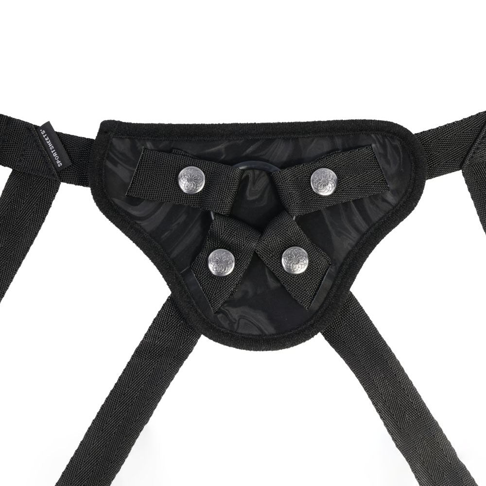 SPORTSHEETS Velvet Noir Strap On - Black Adjustable Strap - On Harness (No Probe Included) - silkandsin