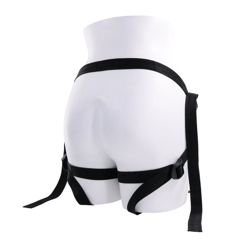 SPORTSHEETS Velvet Noir Strap On - Black Adjustable Strap - On Harness (No Probe Included) - silkandsin