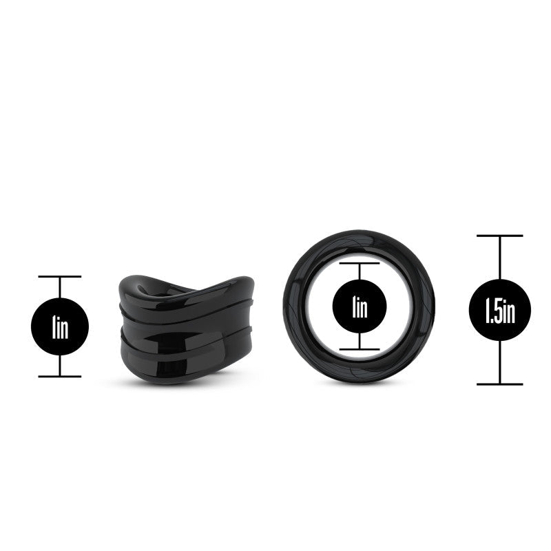 Stay Hard Beef Ball Stretcher Snug - Black 2.5 cm Ball Stretcher Ring - Silk and Sin
