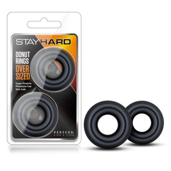 Stay Hard - Donut Rings Oversized - Black Large Cock Rings - Set of 2 - Silk and Sin