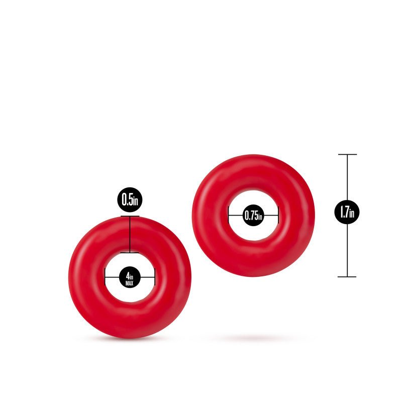 Stay Hard - Donut Rings Oversized - Red Large Cock Rings - Set of 2 - Silk and Sin