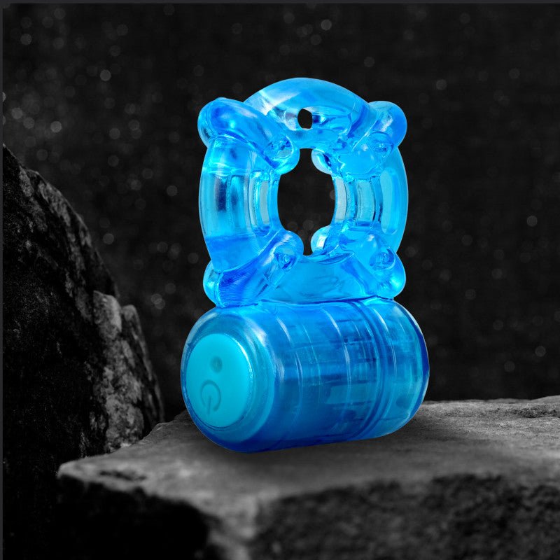 Stay Hard Rechargeable 5 Function Cock Ring - Blue USB Rechargeable Vibrating Cock Ring - Silk and Sin