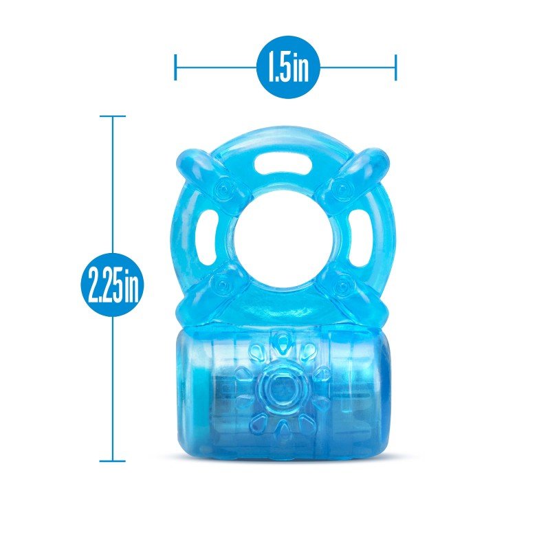 Stay Hard Rechargeable 5 Function Cock Ring - Blue USB Rechargeable Vibrating Cock Ring - Silk and Sin