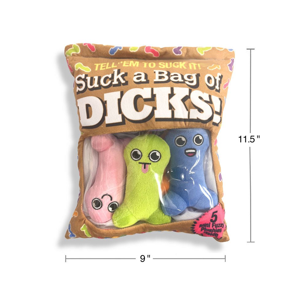 Suck A Bag Of Dicks Plushy Pillows - Mini Fuzzy Dicky Plushy Pillows - Set of 5 - silkandsin