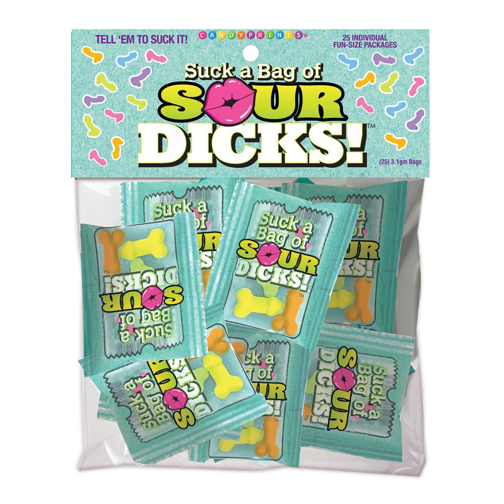 Suck a Bag of Sour Dicks! Bag of 25 - Pecker Lollies - Bulk Bag of 25 Party Packs - silkandsin