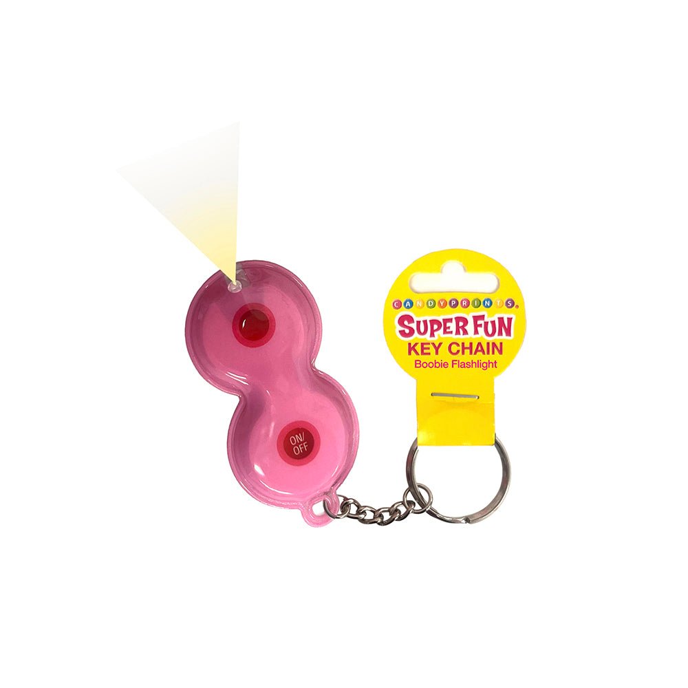 Super Fun Key Chain - Boobie Flashlight - Pink Novelty Keychain - Silk and Sin