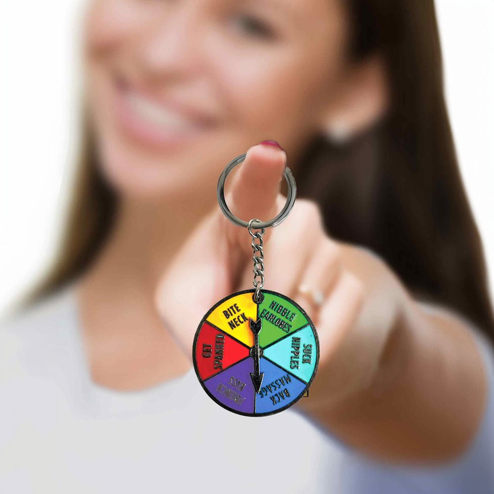 Super Fun Key Chain - Sex Spinner - Naughty Spinner Novelty Keychain - Silk and Sin