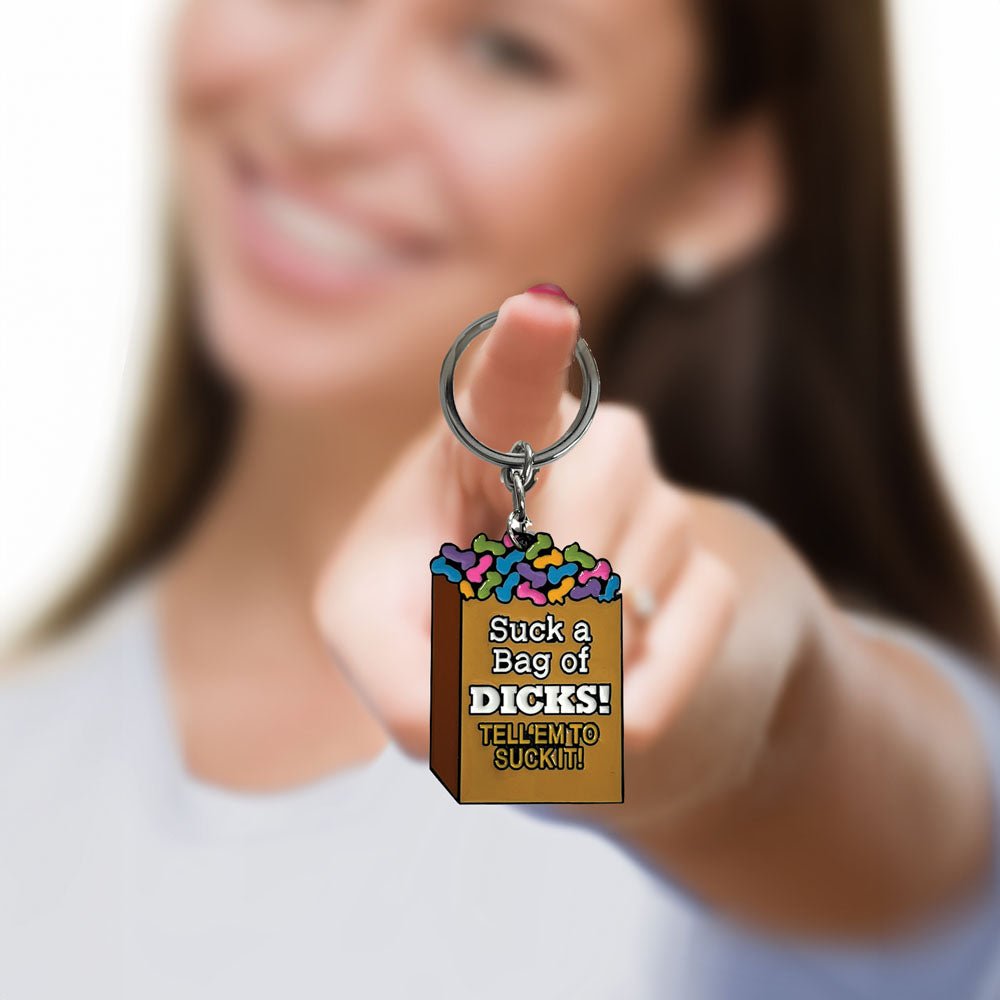 Super Fun Key Chain - Suck A Bag - Novelty Keychain - Silk and Sin