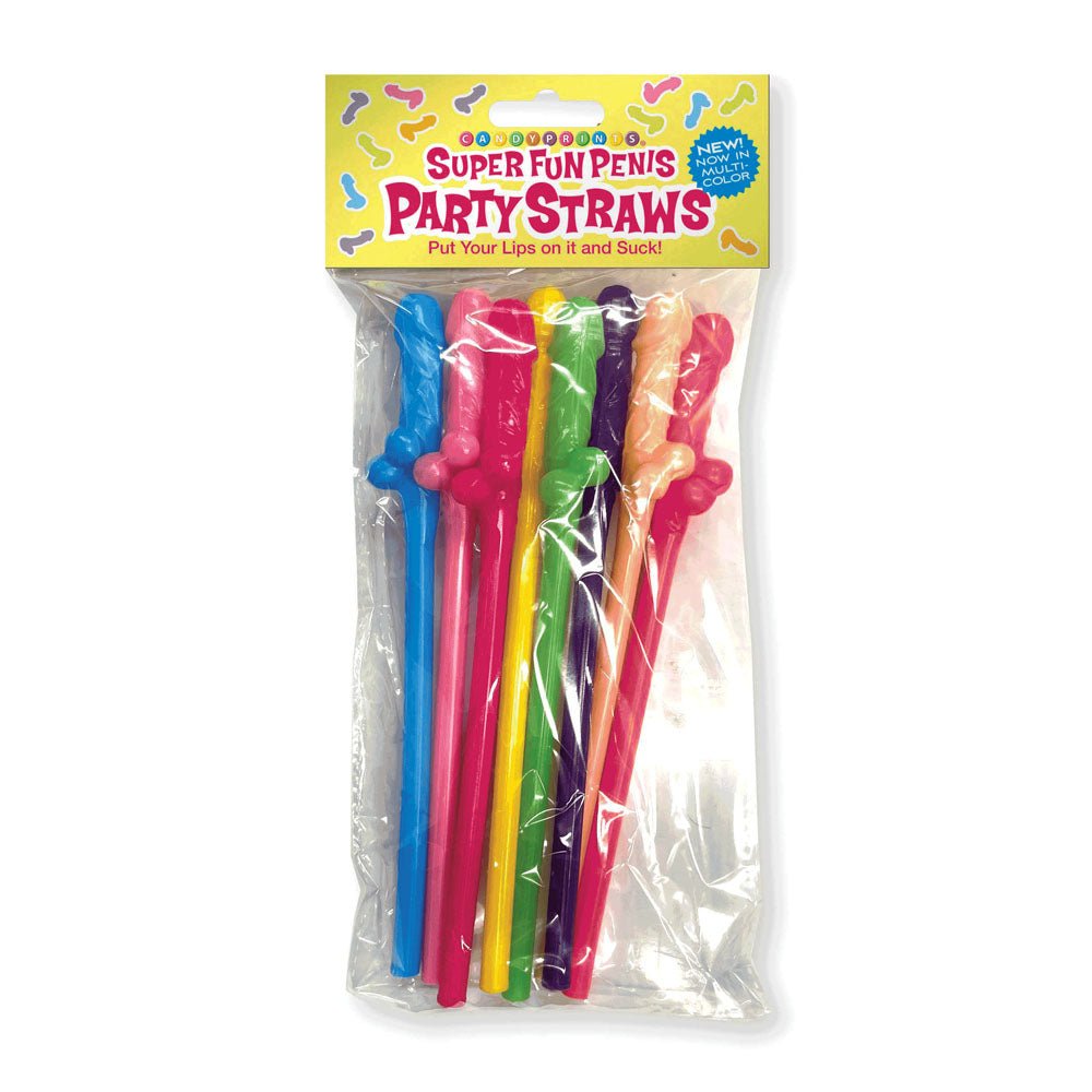 Super Fun Penis Party Straws - Coloured - Multi Coloured Dicky Straws - 8 Pack - silkandsin