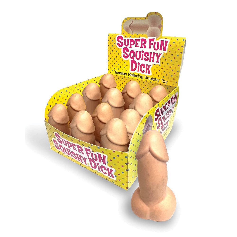 Super Fun Squishy Dick - Counter Display - Novelty Stress Penis - Counter Display of 12 - Silk and Sin