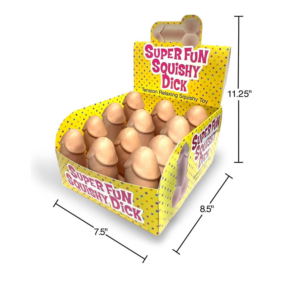 Super Fun Squishy Dick - Counter Display - Novelty Stress Penis - Counter Display of 12 - Silk and Sin