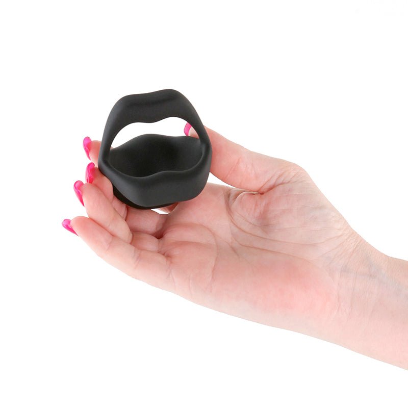 Techno - Strobe - Black - Black USB Rechargeable Vibrating Cock Ring with App Control - Silk and Sin