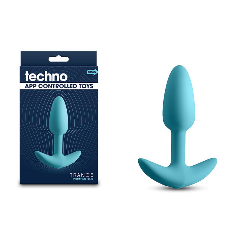 Techno - Trance - Blue 10.9 cm USB Rechargeable Butt Plug with App Control - Silk and Sin