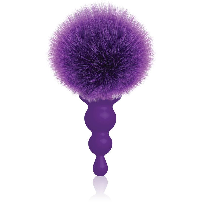 The 9's Cottontails, Beaded, Purple - Purple Butt Plug with Bunny Tail - Silk and Sin