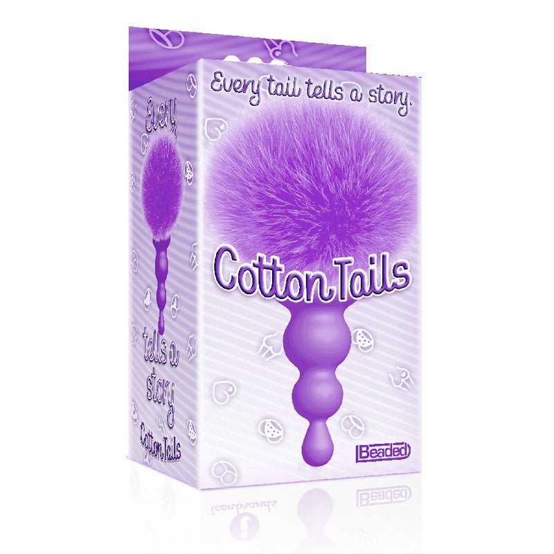 The 9's Cottontails, Beaded, Purple - Purple Butt Plug with Bunny Tail - Silk and Sin