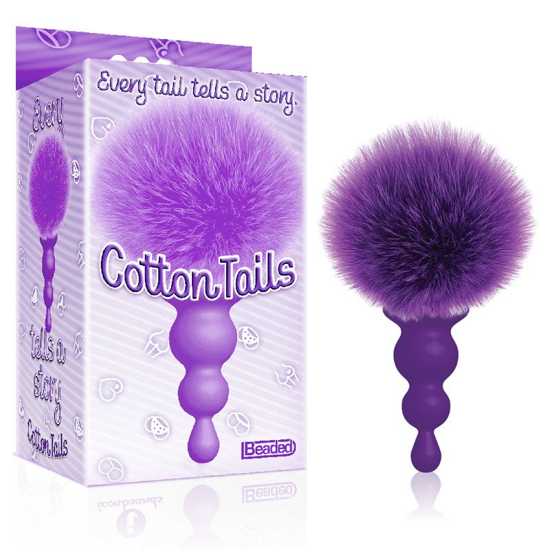 The 9's Cottontails, Beaded, Purple - Purple Butt Plug with Bunny Tail - Silk and Sin