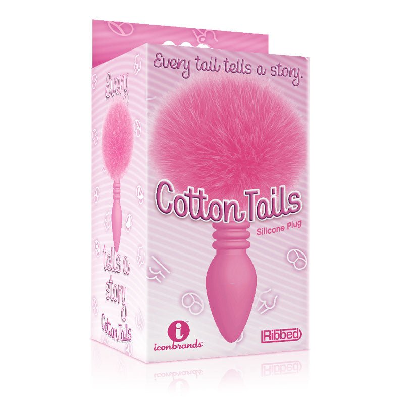 The 9's Cottontails, Ribbed Pink - Pink Butt Plug with Bunny Tail - Silk and Sin