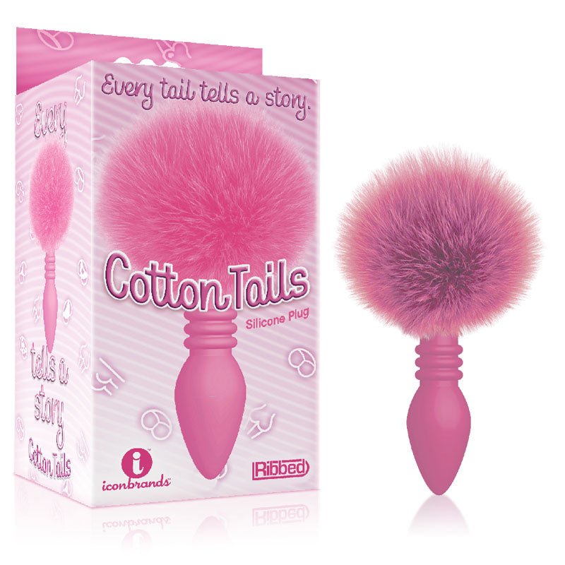 The 9's Cottontails, Ribbed Pink - Pink Butt Plug with Bunny Tail - Silk and Sin
