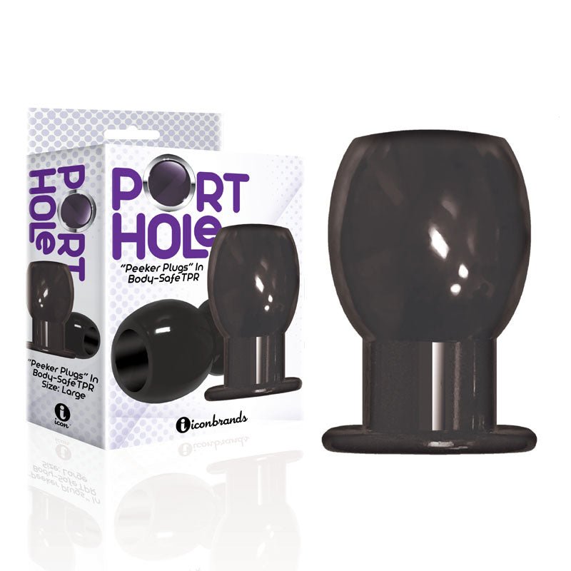The 9's Port Hole, Hollow Butt Plug - Black Hollow Butt Plug - Silk and Sin